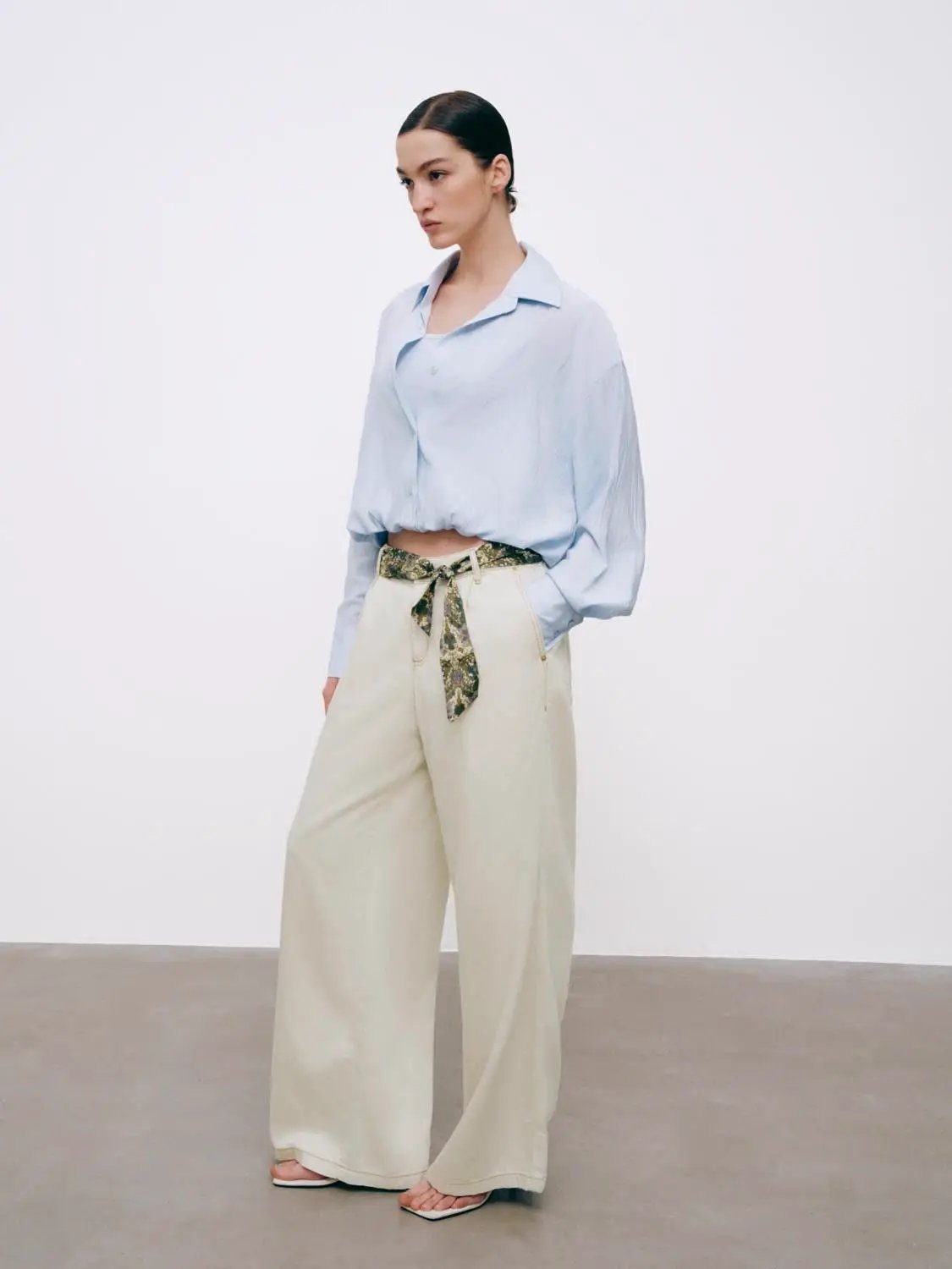 Oversized Long Sleeve Lightweight Bubble Hem Shirt