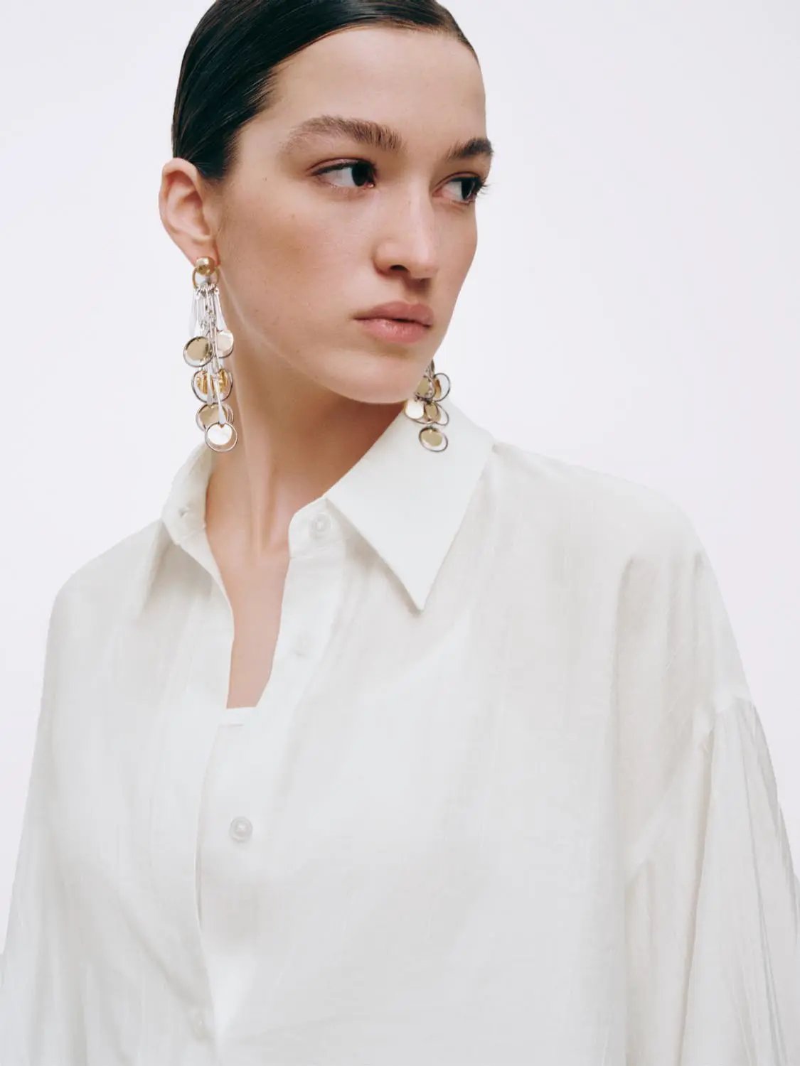 Oversized Long Sleeve Lightweight Bubble Hem Shirt