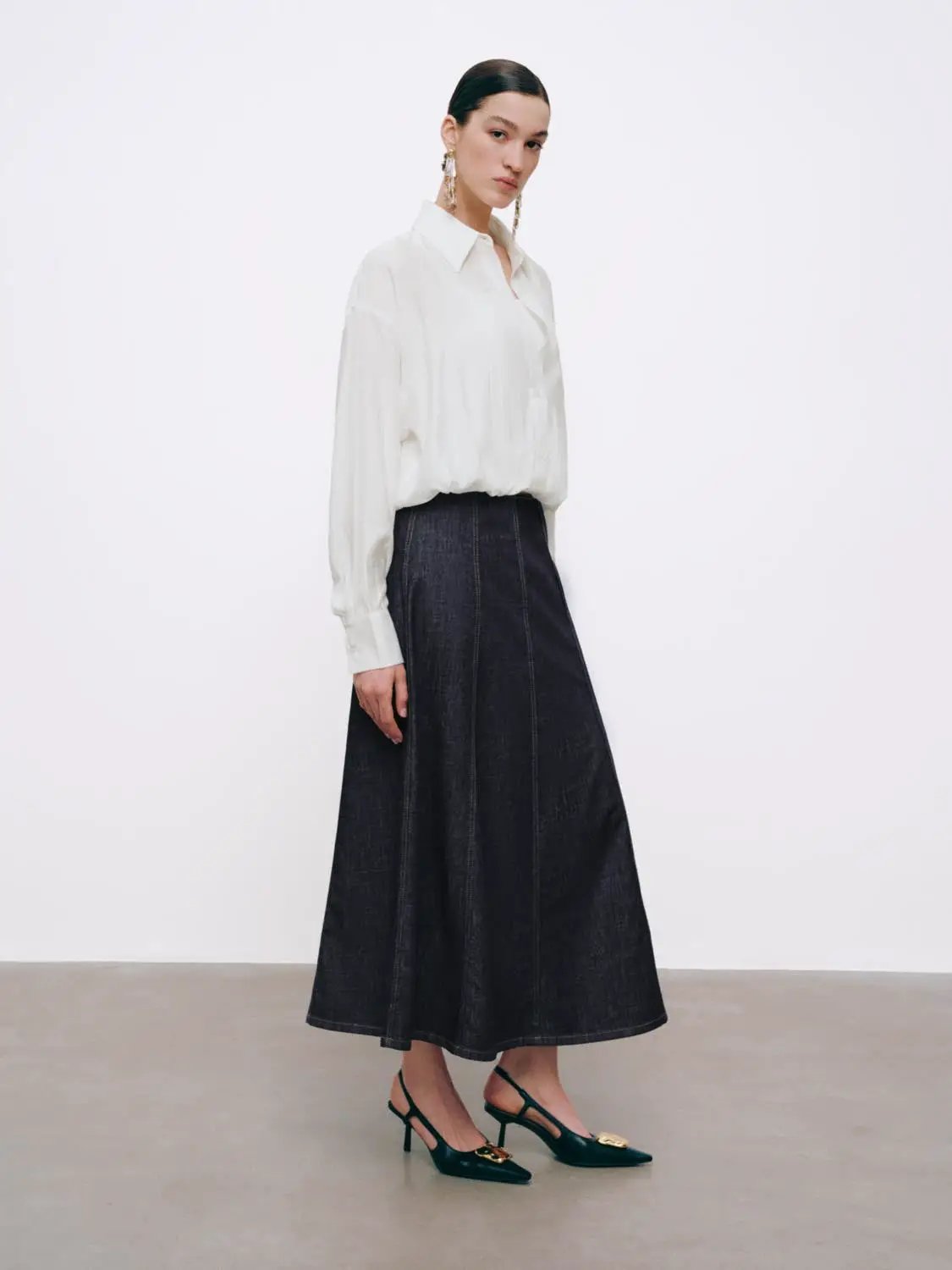 Oversized Long Sleeve Lightweight Bubble Hem Shirt