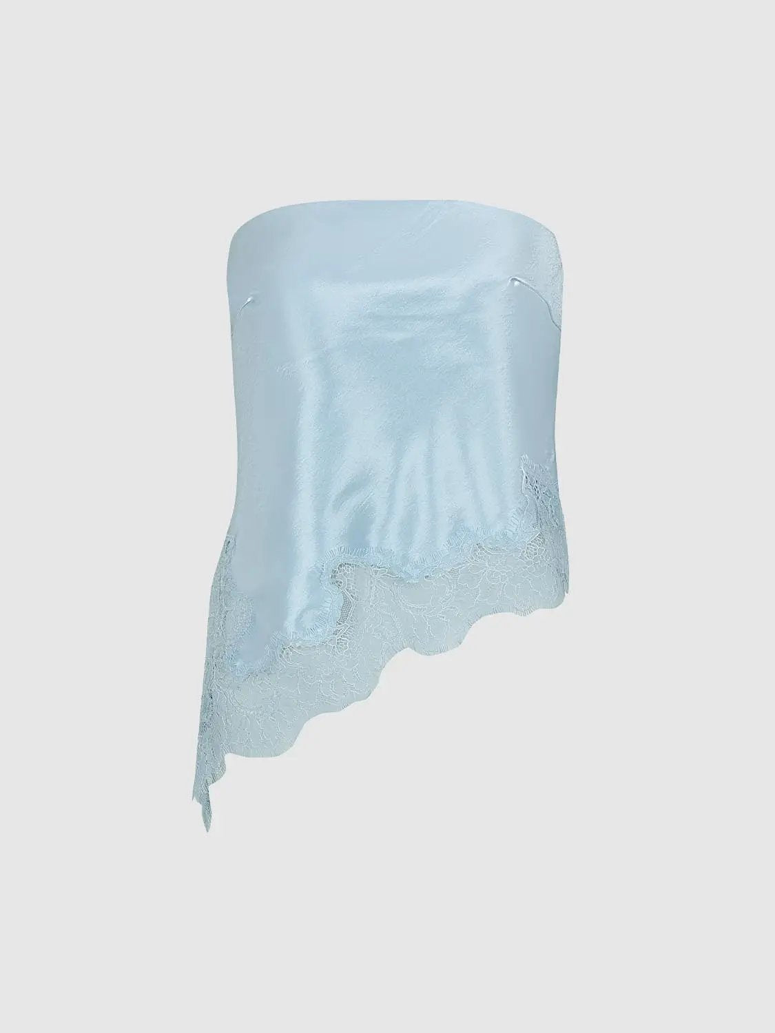 Sleeveless Asymmetric Lace Hem Cami Top