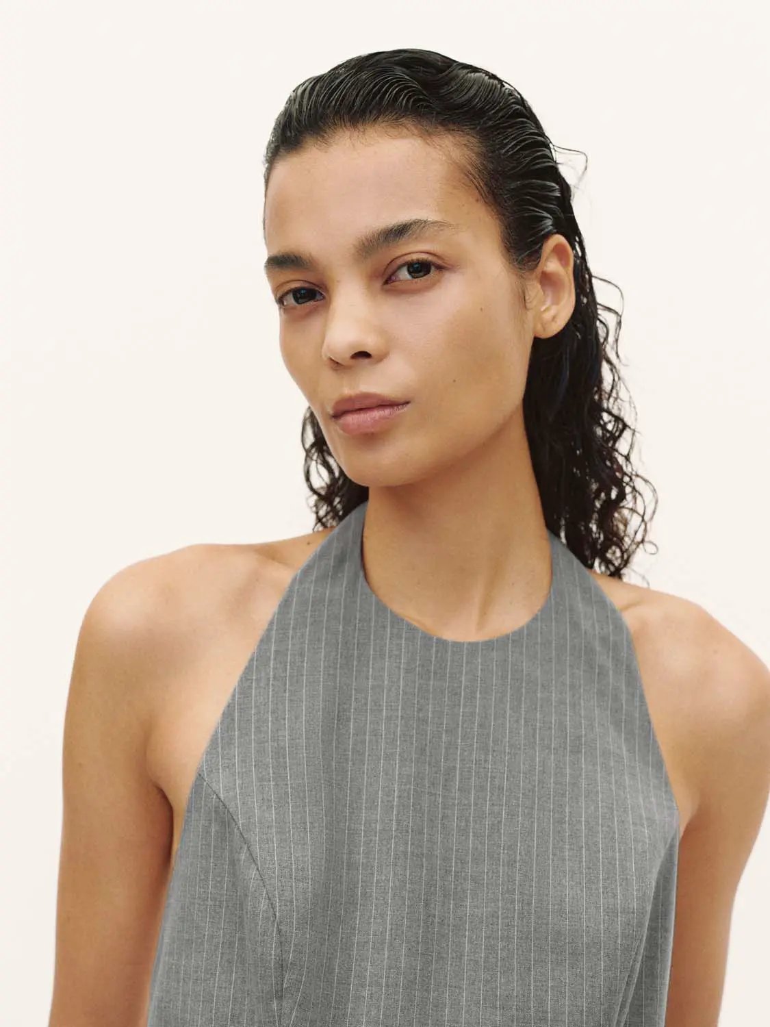 Halter Neck Peplum Hem Lined Breathable Cami Top