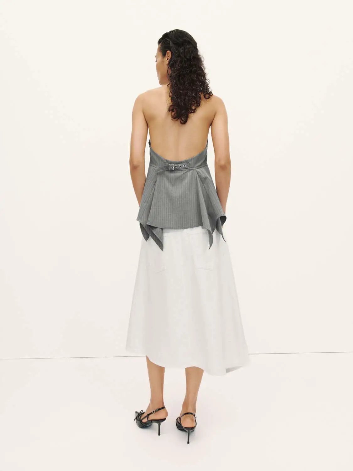 Halter Neck Peplum Hem Lined Breathable Cami Top