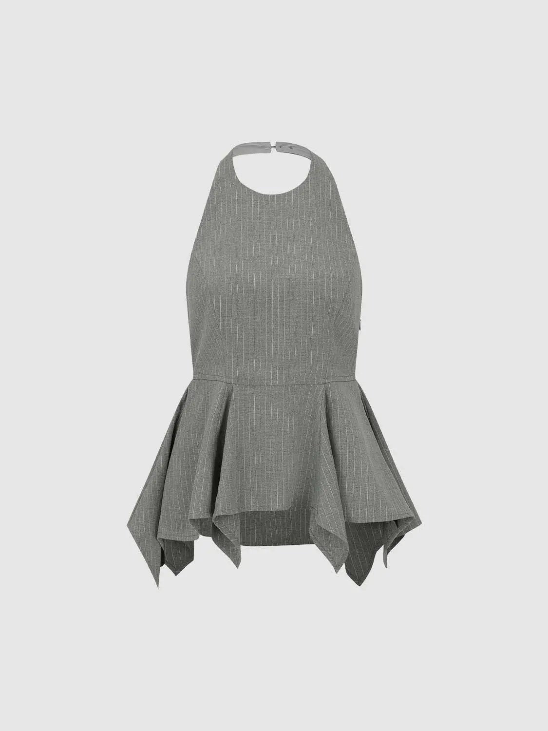Halter Neck Peplum Hem Lined Breathable Cami Top