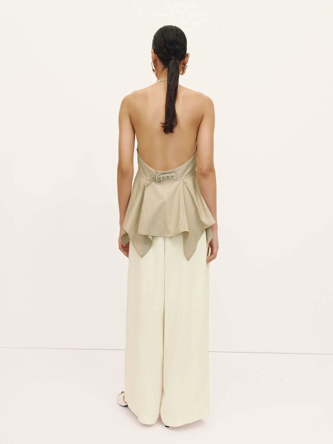 Halter Neck Peplum Hem Lined Breathable Cami Top