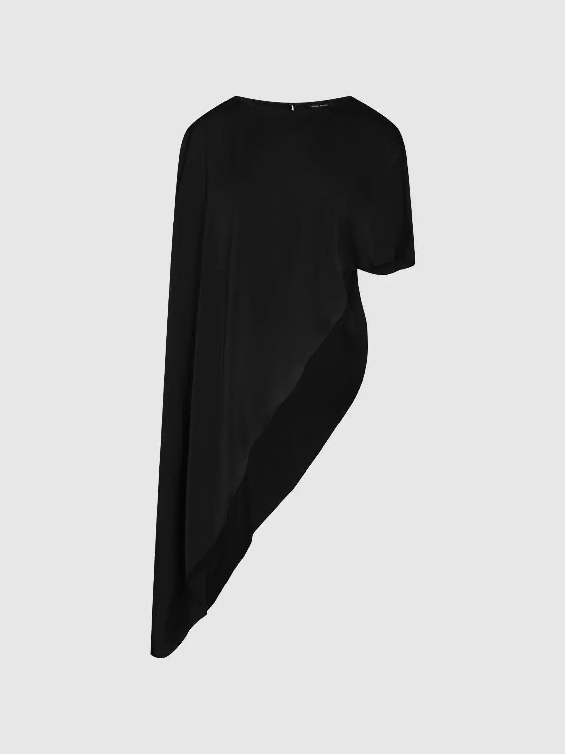 Asymmetric Hem Drape Crew Neck Oversized Blouse