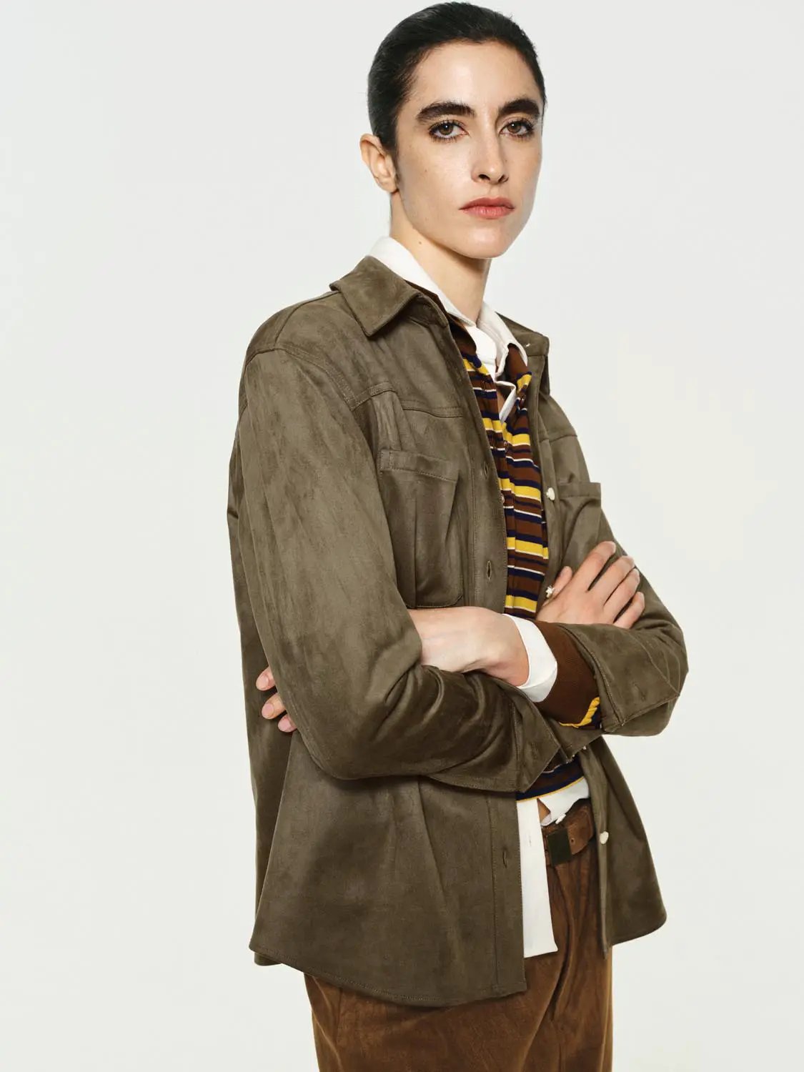 Long Sleeve Cotton Blend Button Shirt With Chest Pockets And Collar Shirt