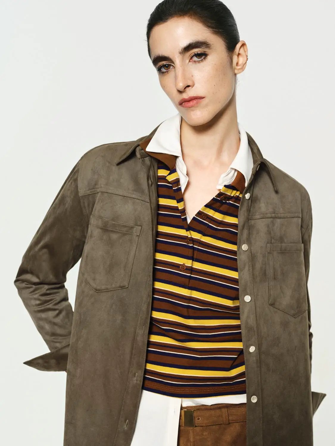Long Sleeve Cotton Blend Button Shirt With Chest Pockets And Collar Shirt