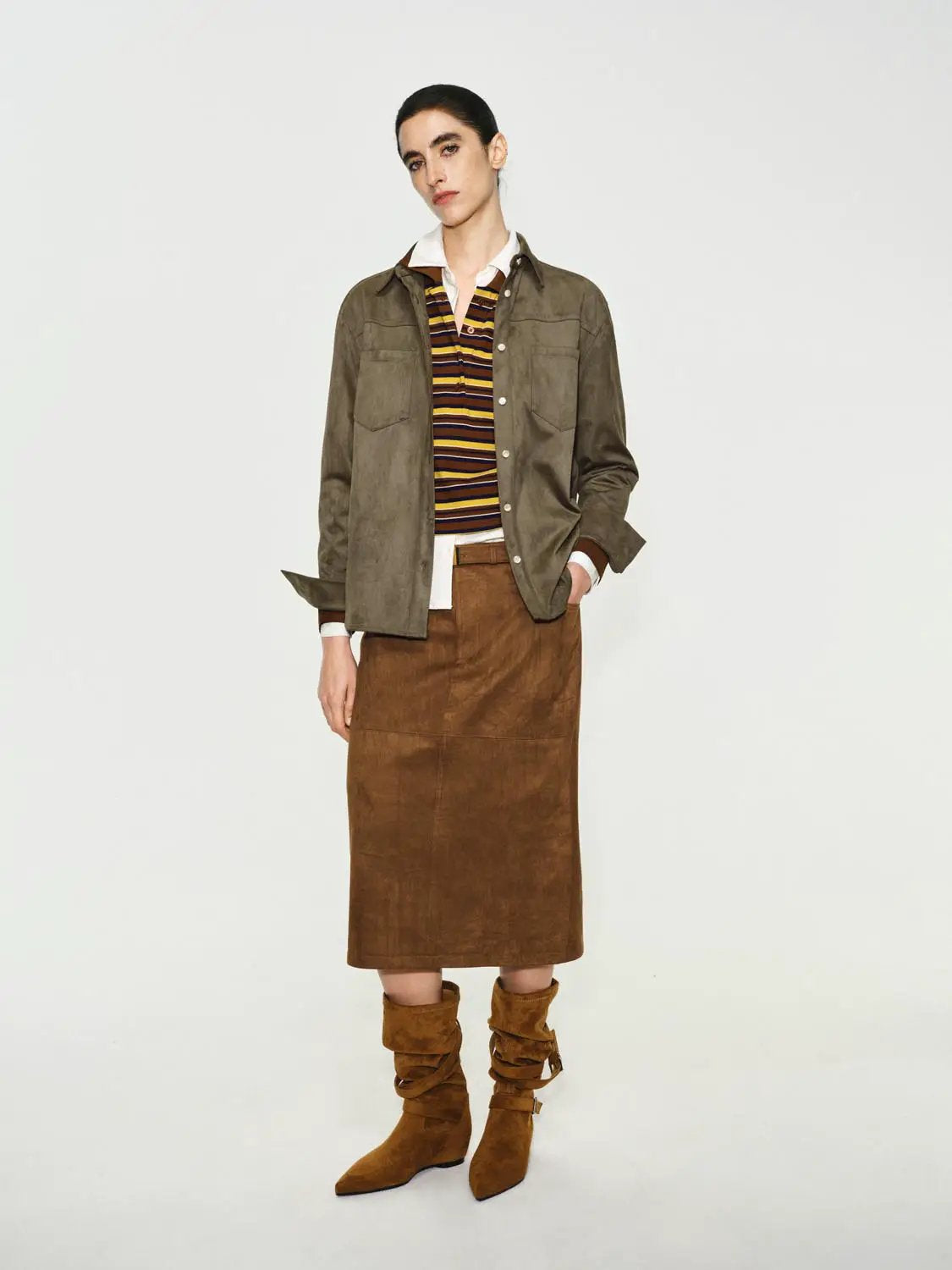 Long Sleeve Cotton Blend Button Shirt With Chest Pockets And Collar Shirt