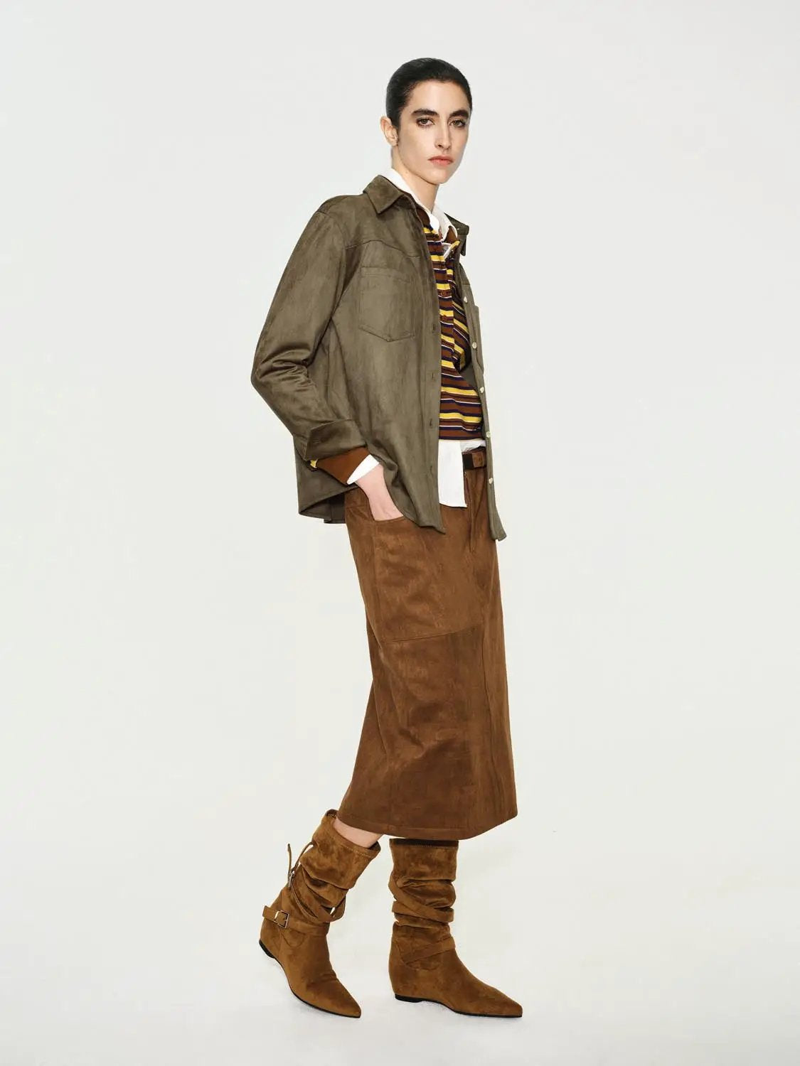 Long Sleeve Cotton Blend Button Shirt With Chest Pockets And Collar Shirt