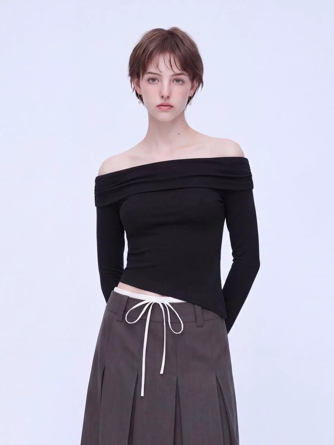 Off Shoulder Long Sleeve T-Shirts
