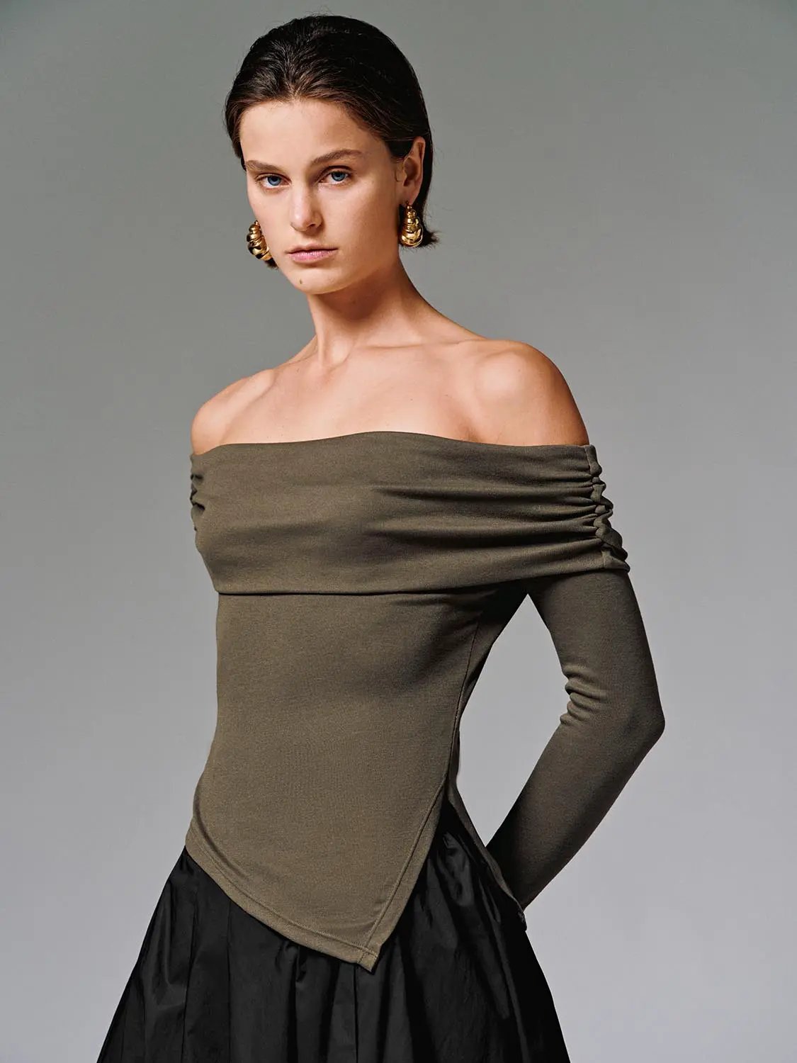 Off Shoulder Long Sleeve T-Shirts