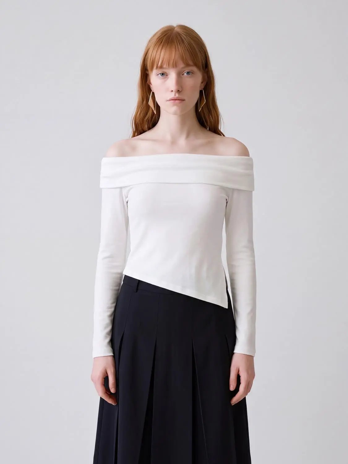 Off Shoulder Long Sleeve T-Shirts