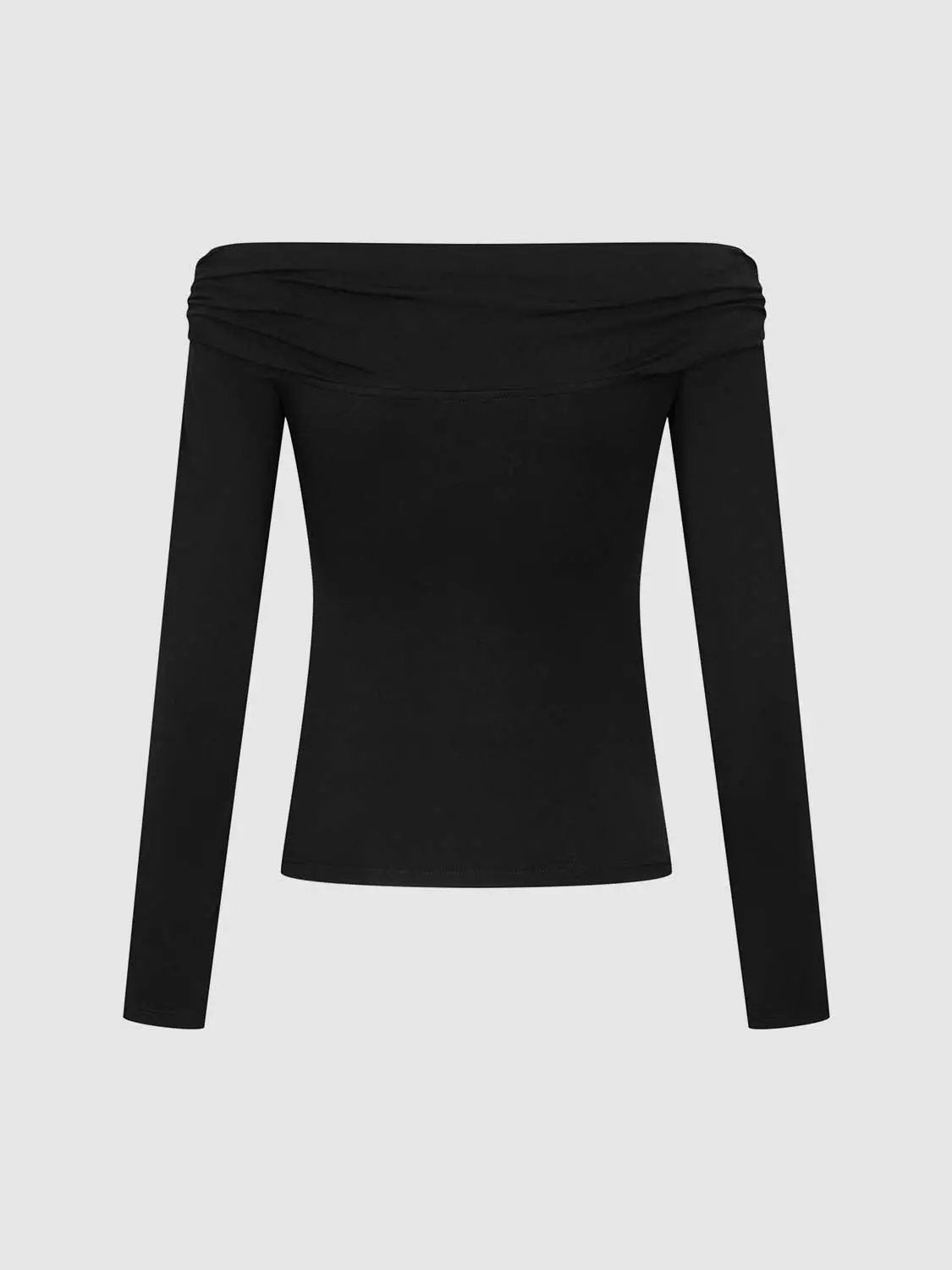 Off Shoulder Front Twist Knot Long Sleeve Slim Fit Top