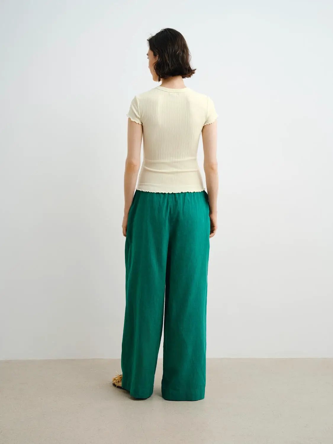 Ribbed Knit Cotton Slim Button Front T-shirt