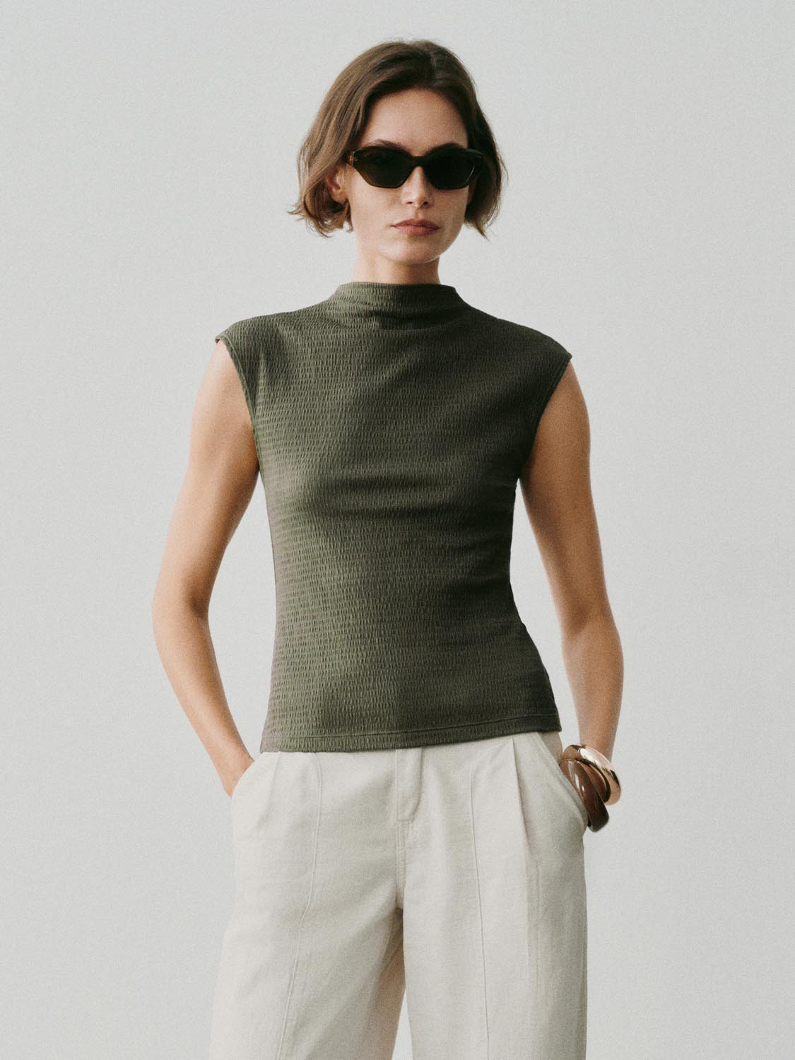Lightweight Textured Cotton Knit Slim T-Shirt