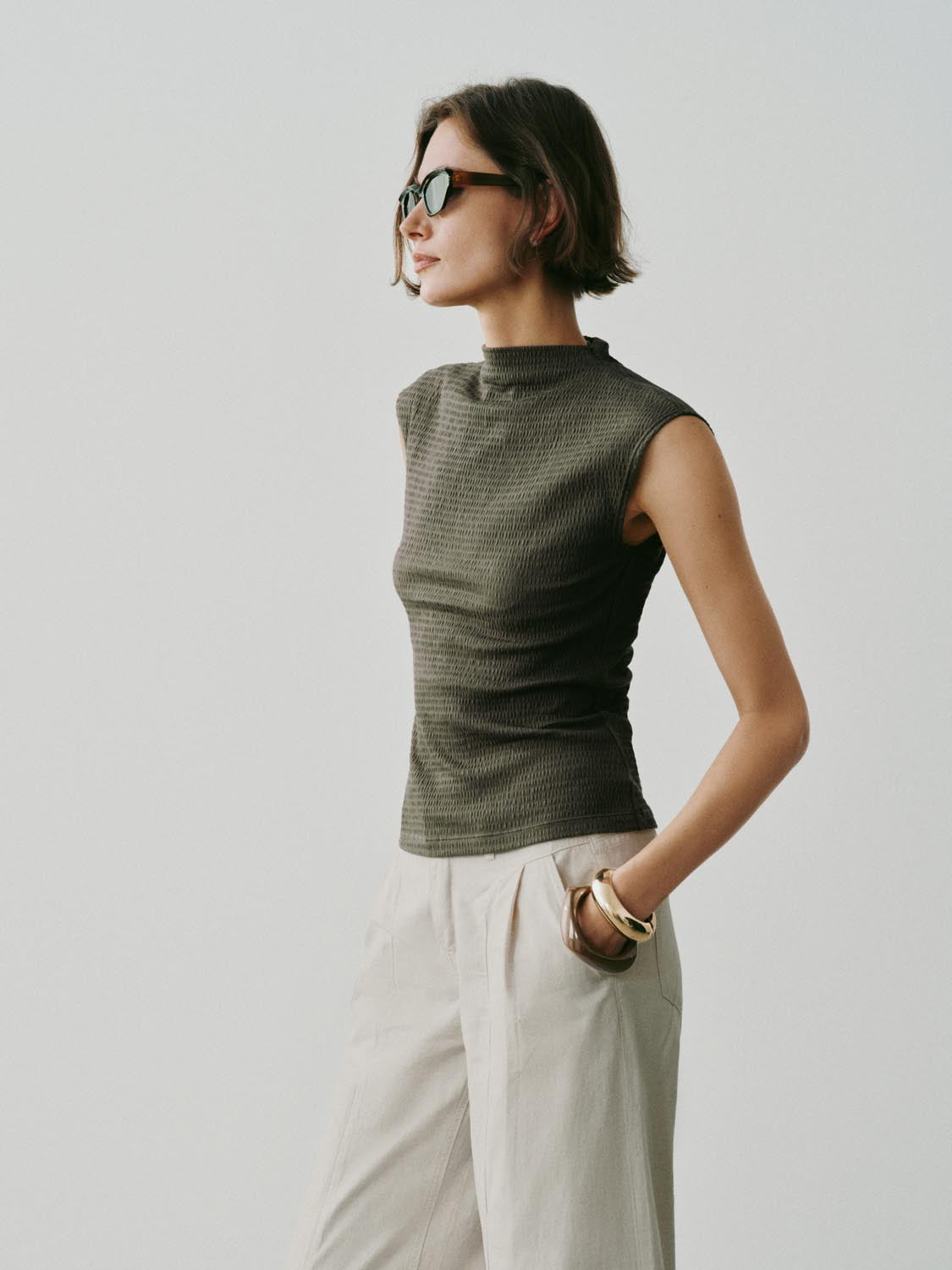 Lightweight Textured Cotton Knit Slim T-Shirt