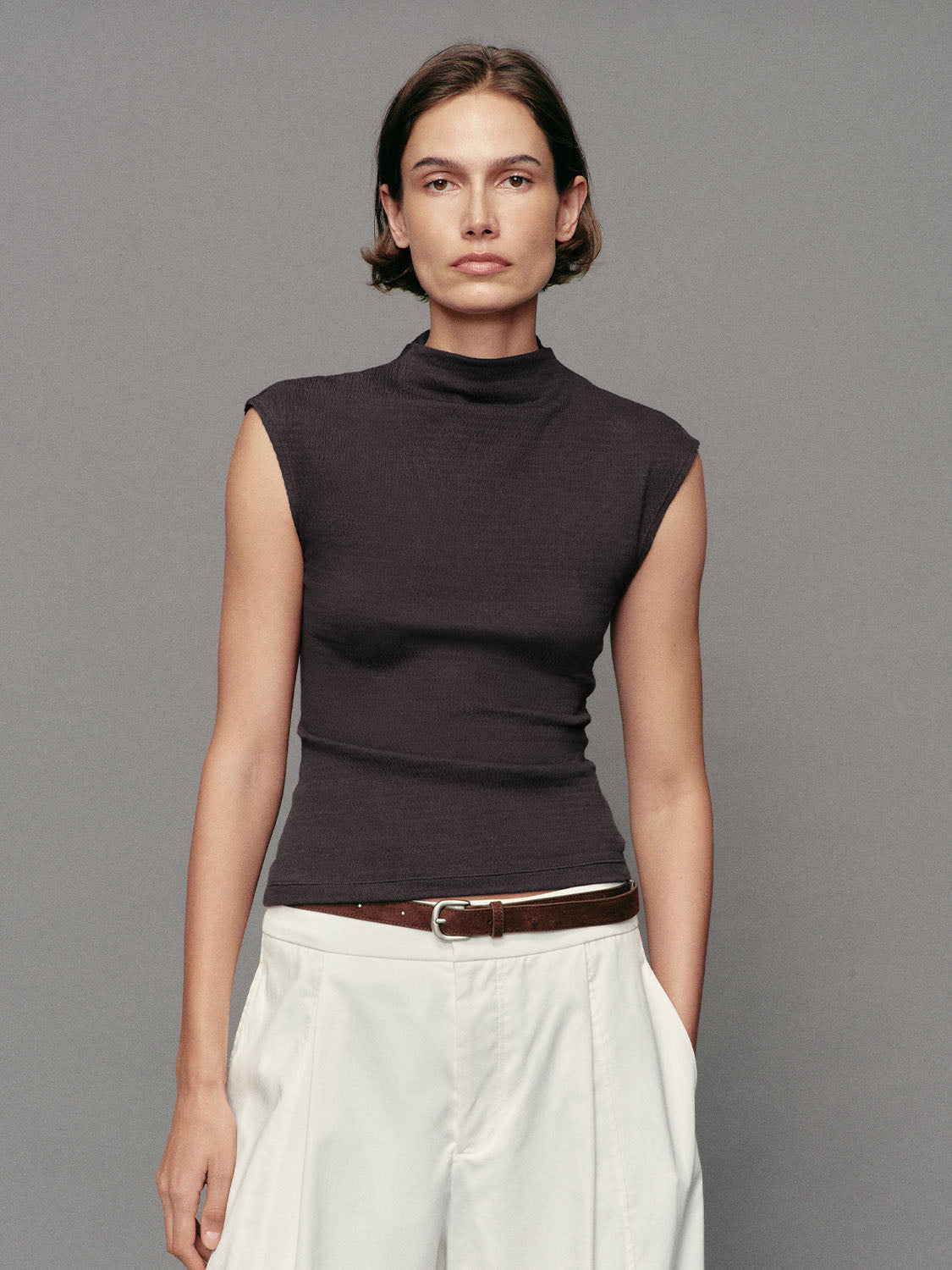Lightweight Textured Cotton Knit Slim T-Shirt