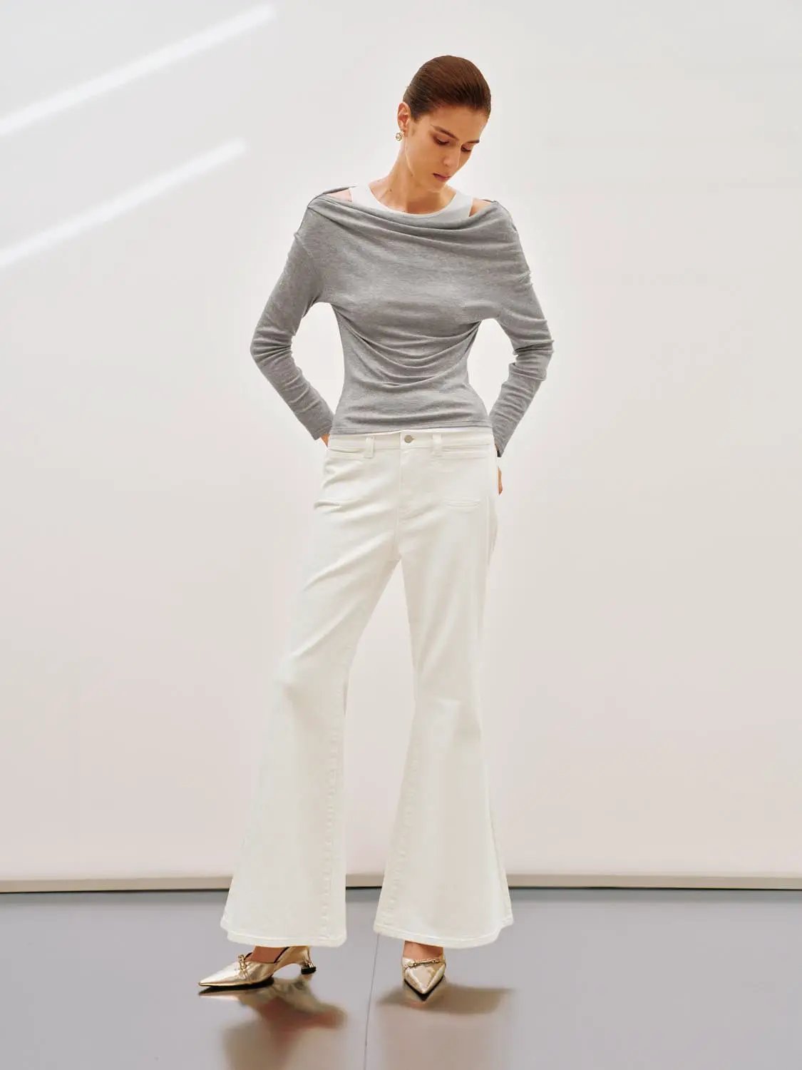 Asymmetric Long Sleeve Knit Top