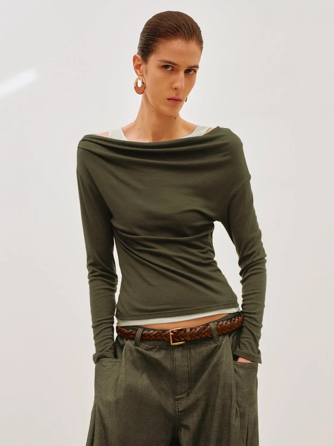 Asymmetric Long Sleeve Knit Top