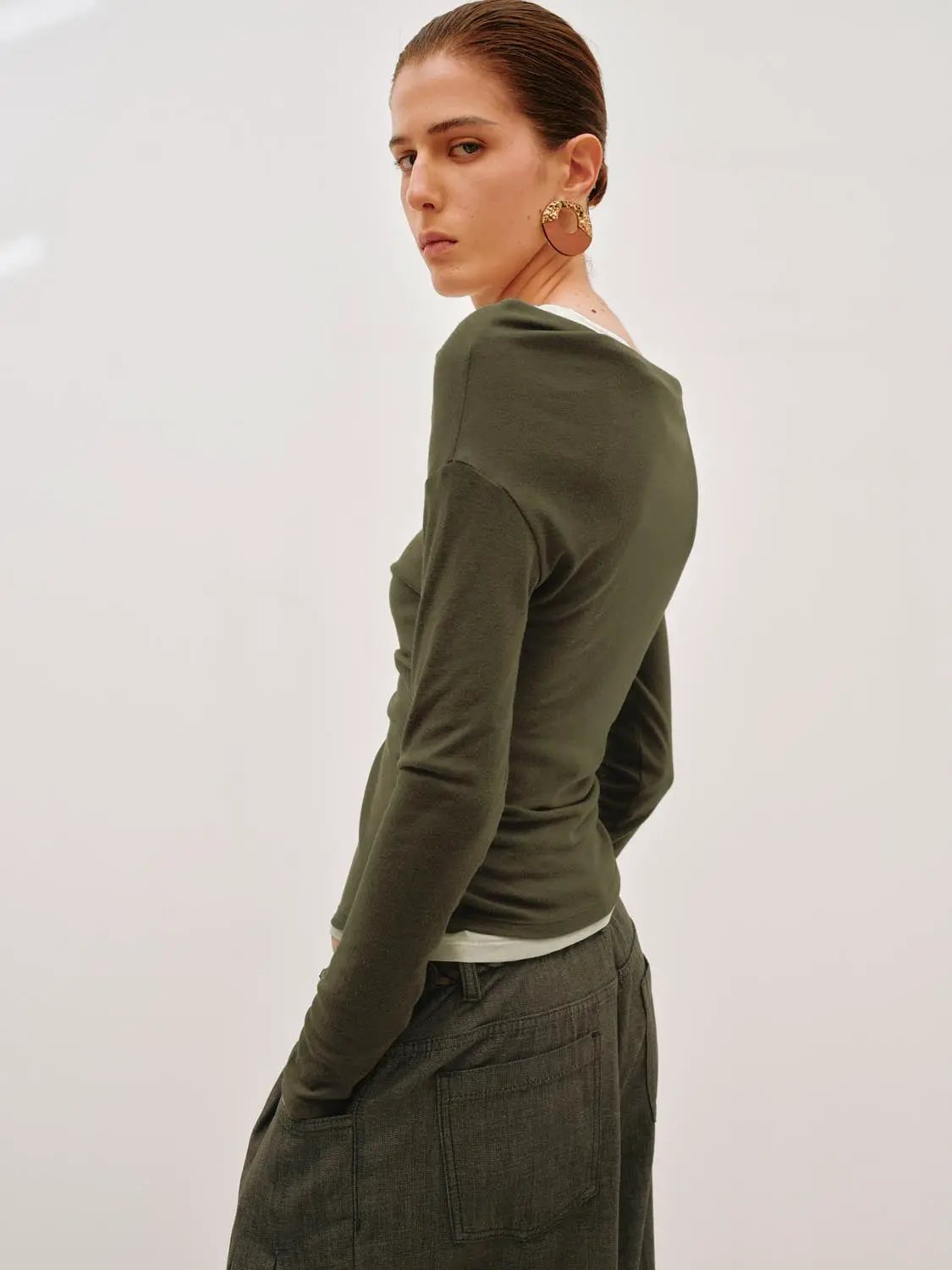 Asymmetric Long Sleeve Knit Top