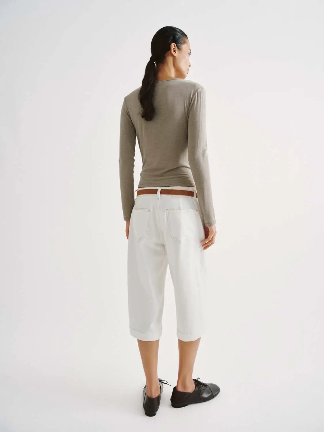Wrap Front Ruched V-neck Long Sleeve T-shirt