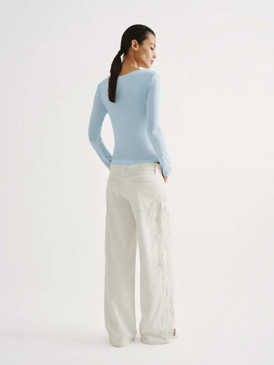 Wrap Front Ruched V-neck Long Sleeve T-shirt