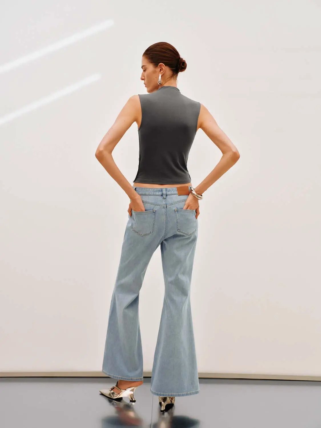 Mock Neck Sleeveless Slim Lyocell Tank Top