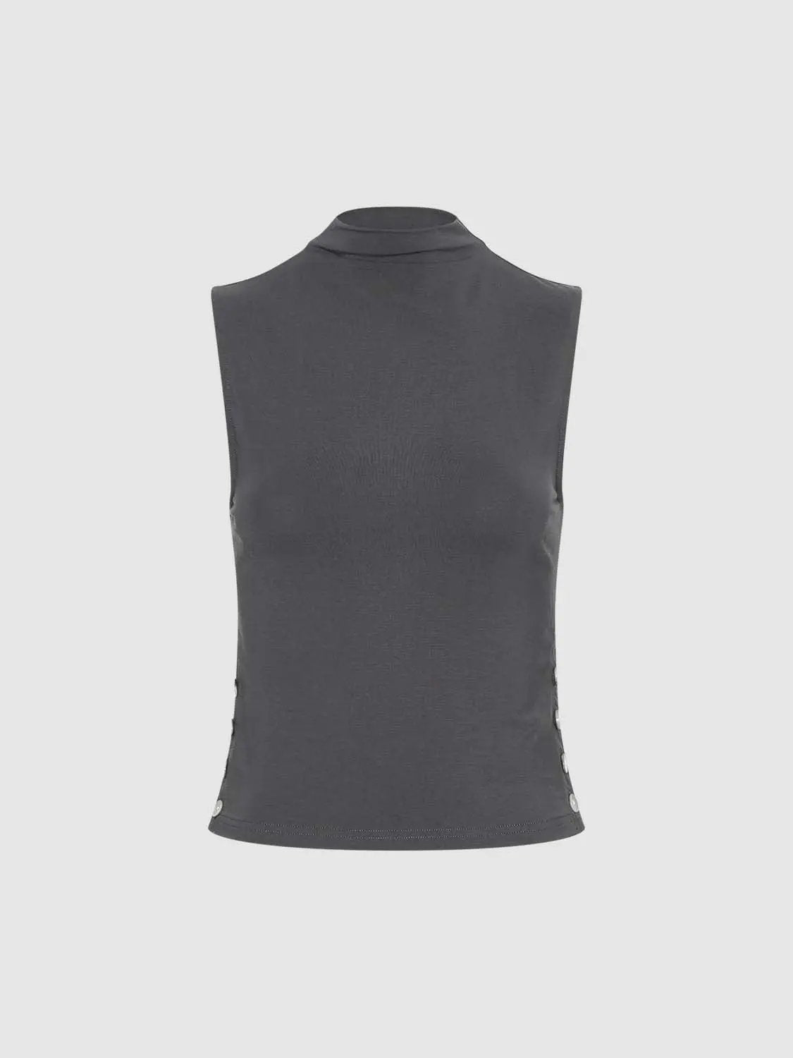 Mock Neck Sleeveless Slim Lyocell Tank Top