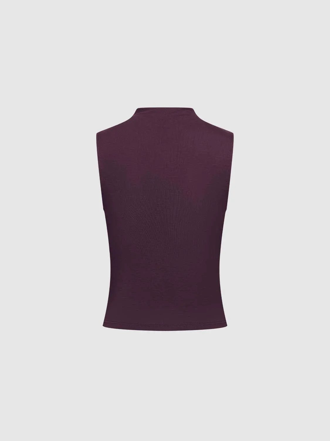 Mock Neck Sleeveless Slim Lyocell Tank Top