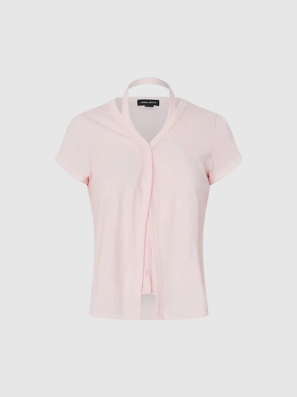 Ruched V-neck Short Sleeve T-shirt