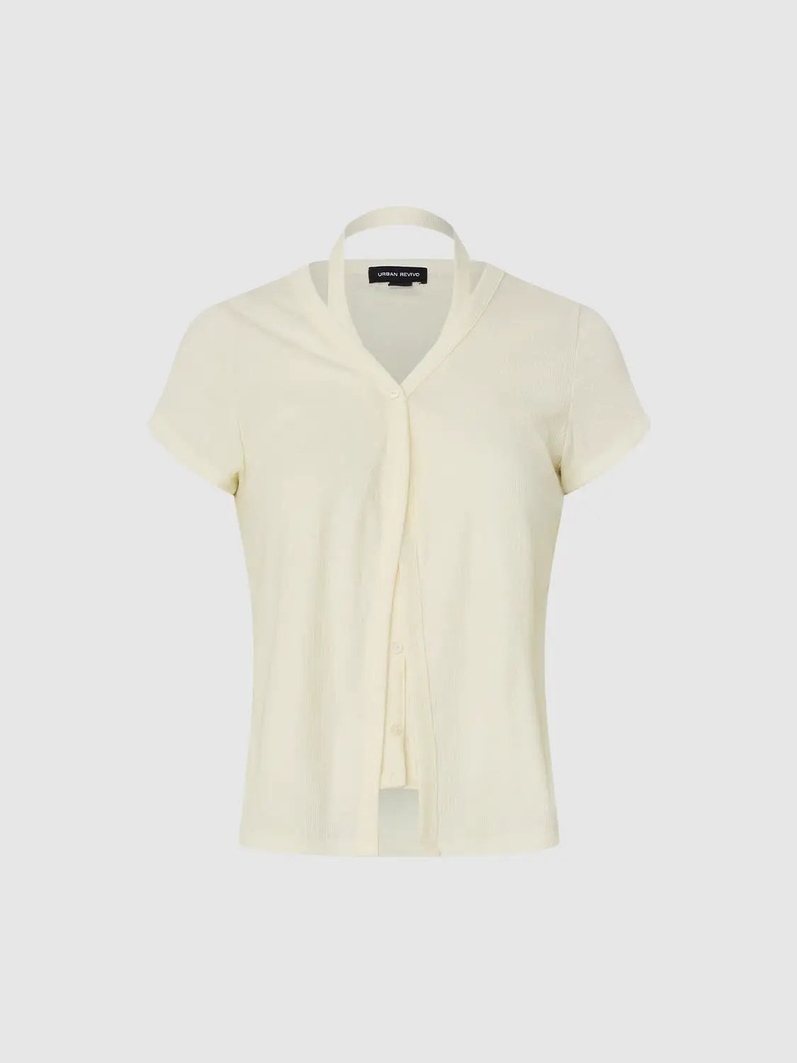 Ruched V-neck Short Sleeve T-shirt