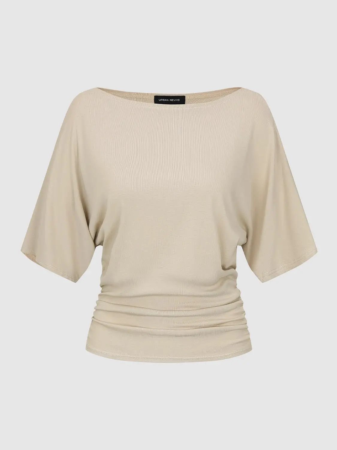 Draped Short Sleeve Ruched Waist T-shirt