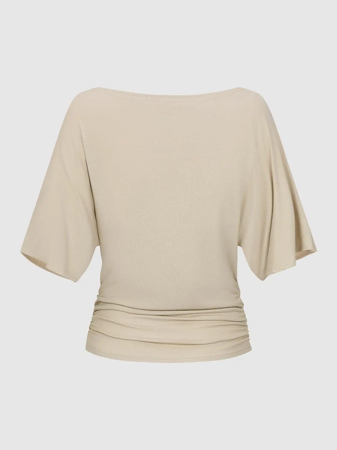 Draped Short Sleeve Ruched Waist T-shirt