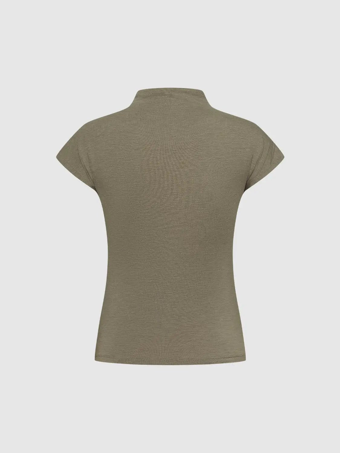Mock Neck Modal And Cashmere T-shirt