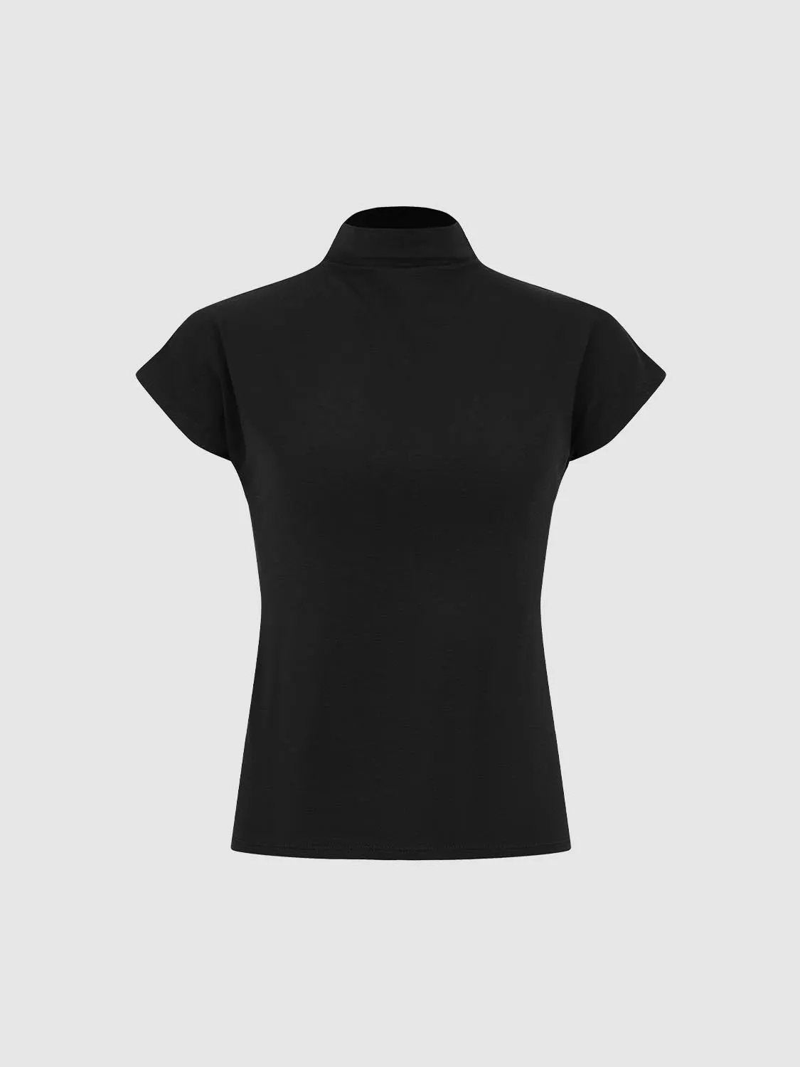 Mock Neck Modal And Cashmere T-shirt