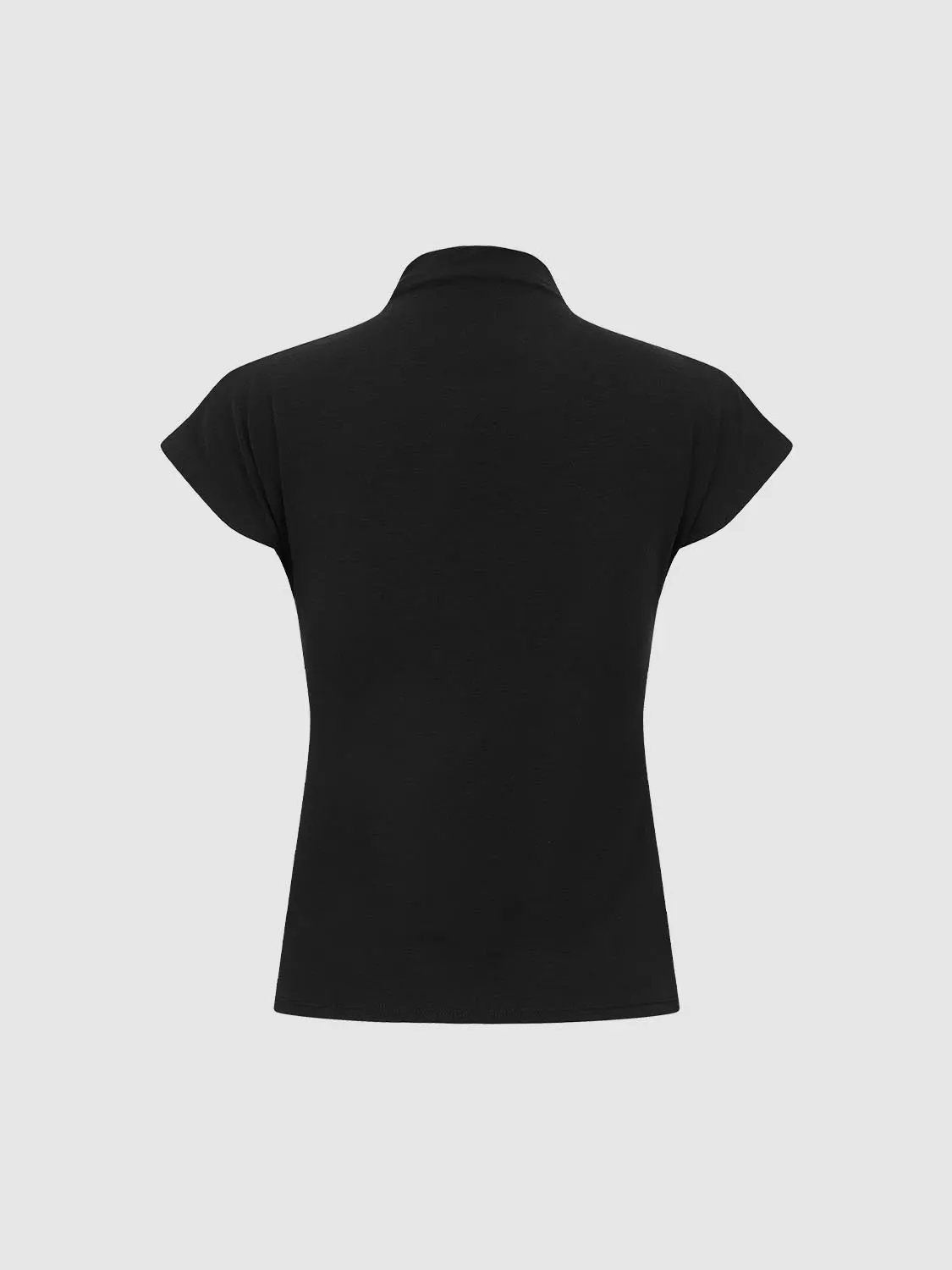 Mock Neck Modal And Cashmere T-shirt