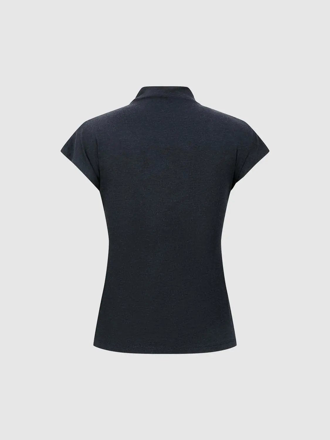 Mock Neck Modal And Cashmere T-shirt
