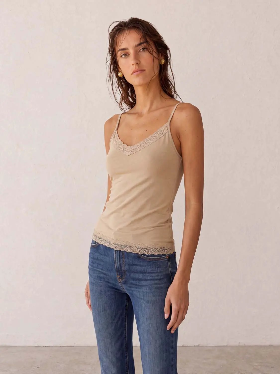 Lace Trim V-neck Cami Top