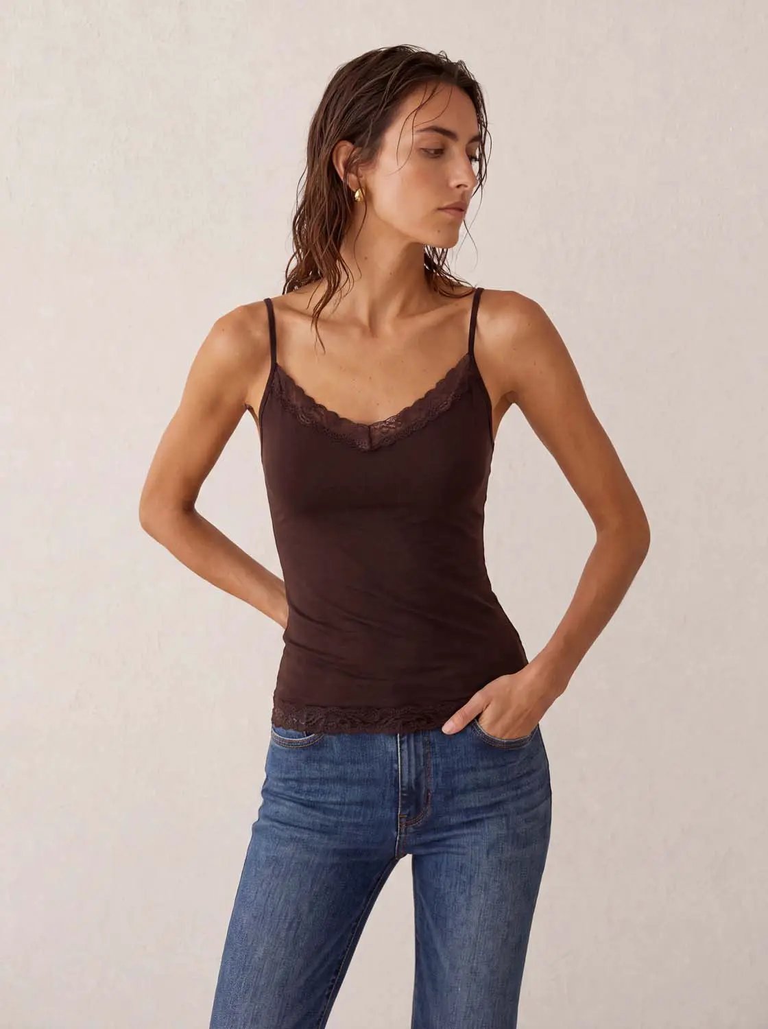 Lace Trim V-neck Cami Top