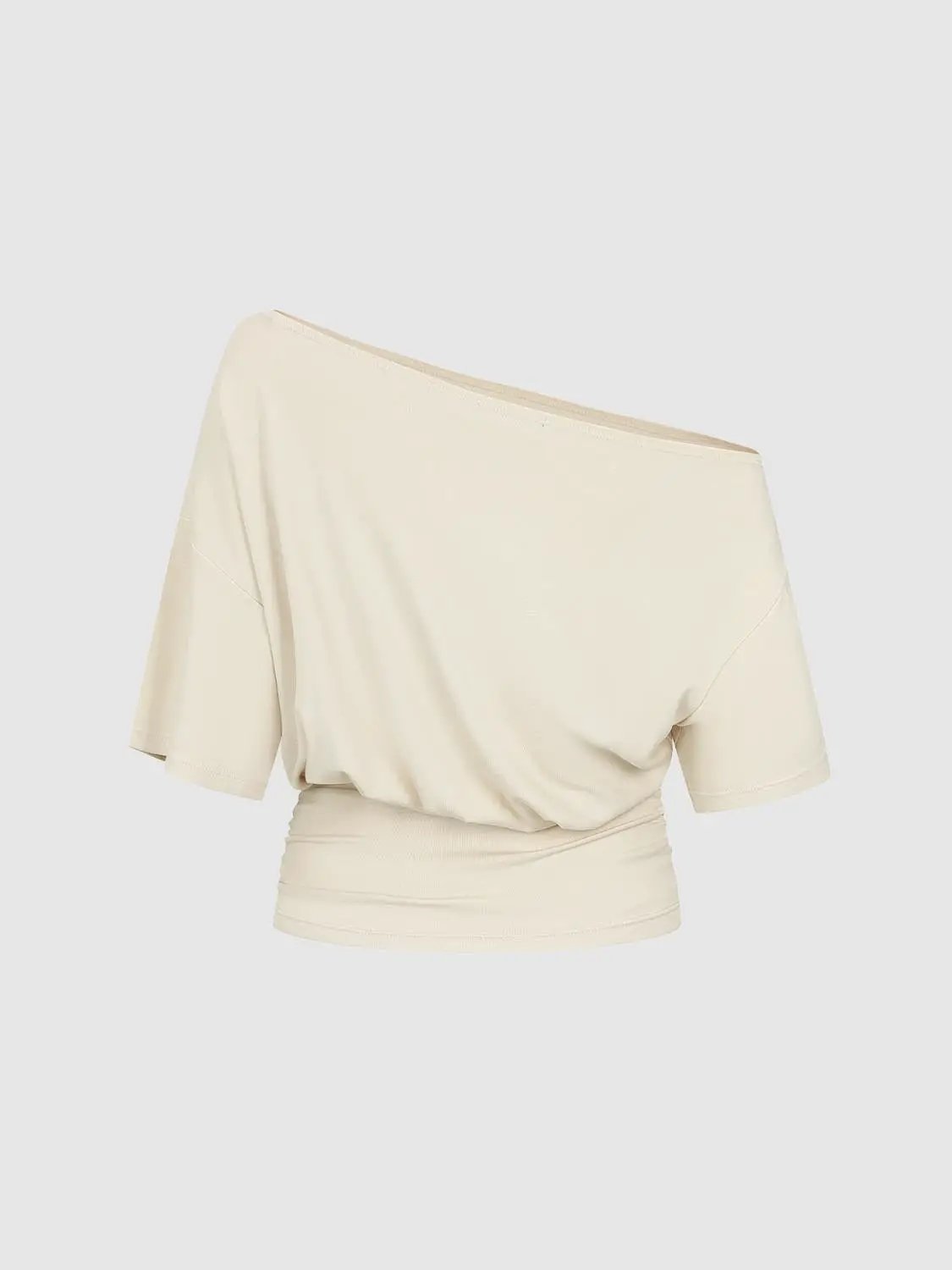Asymmetric One-shoulder Draped Stretch T-shirt