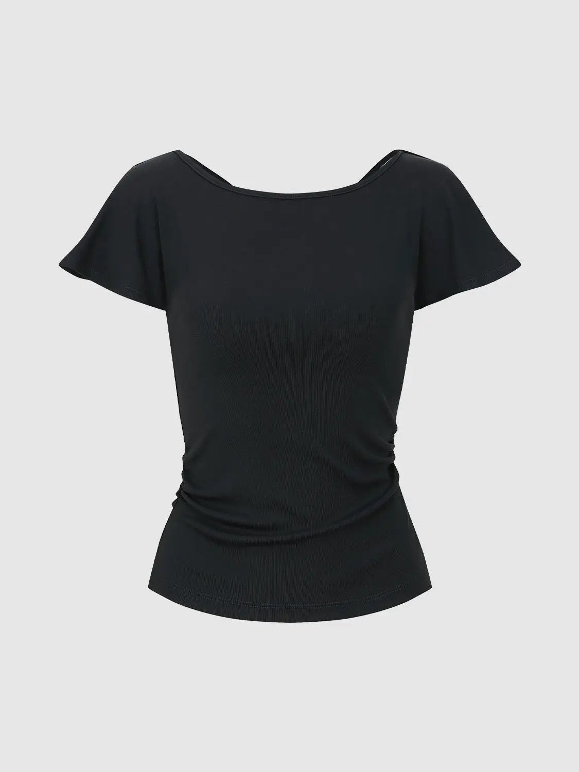 Ruffle Trim Modal Short Sleeve Tshirt