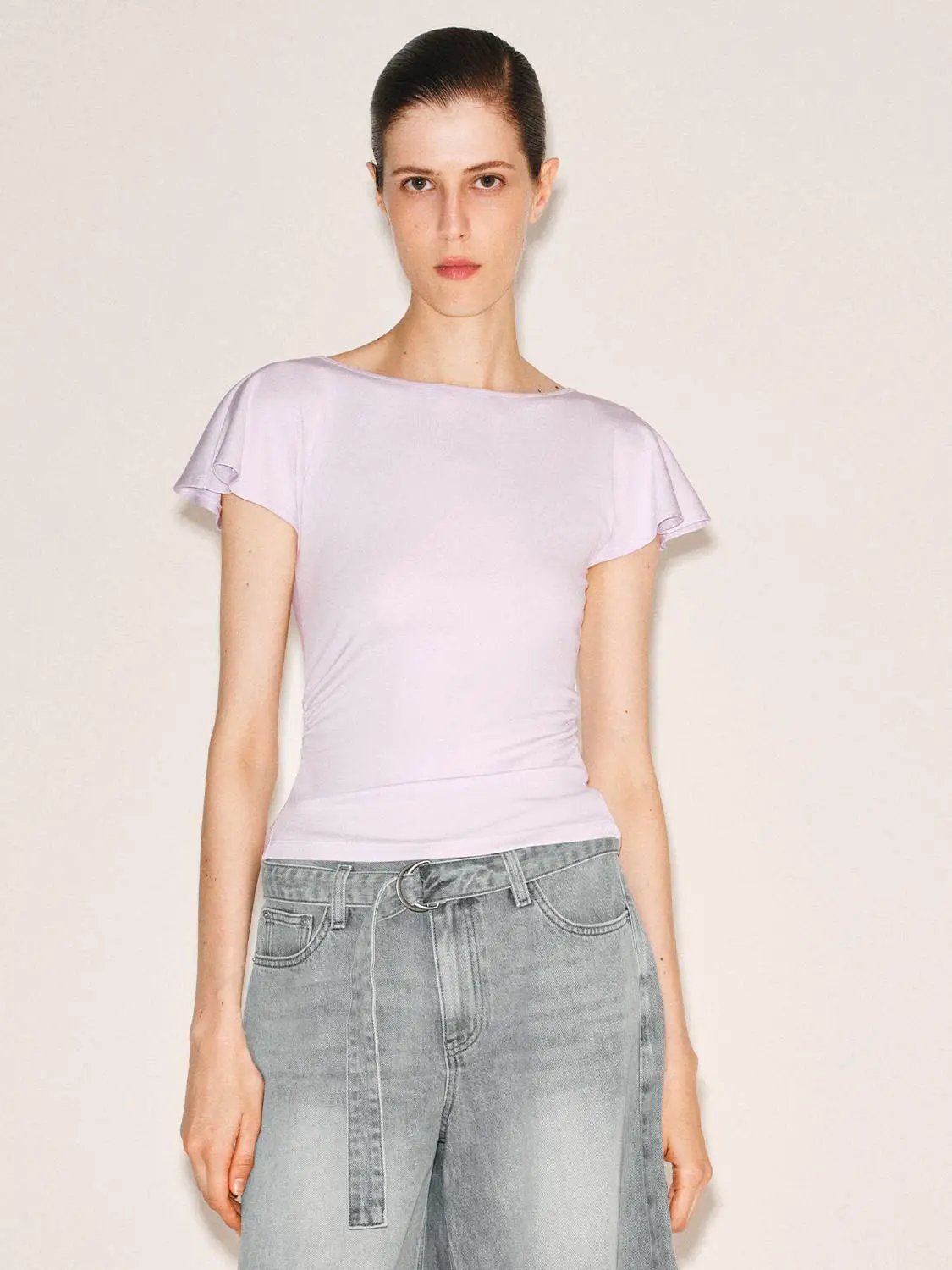 Ruffle Trim Modal Short Sleeve Tshirt