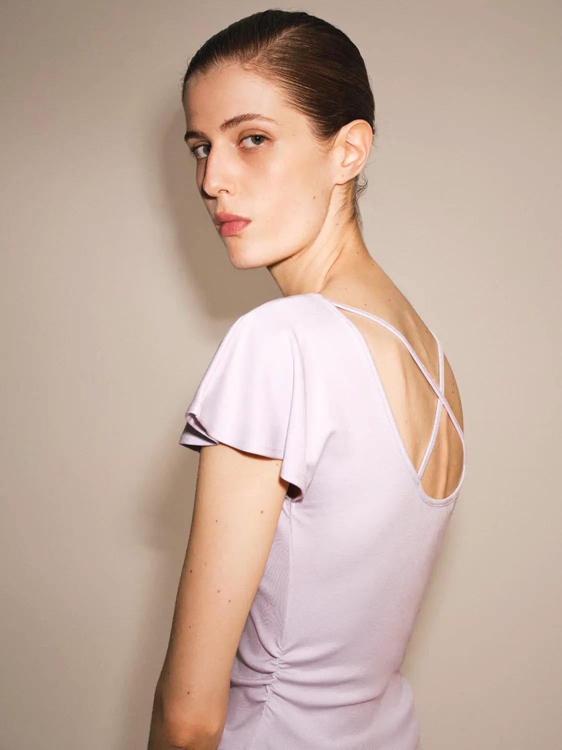 Ruffle Trim Modal Short Sleeve Tshirt