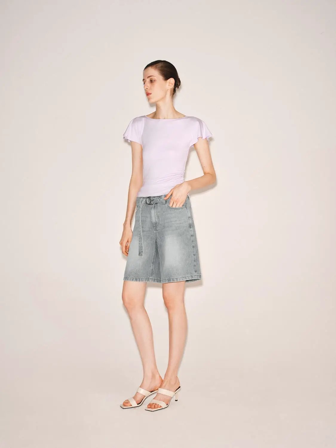 Ruffle Trim Modal Short Sleeve Tshirt