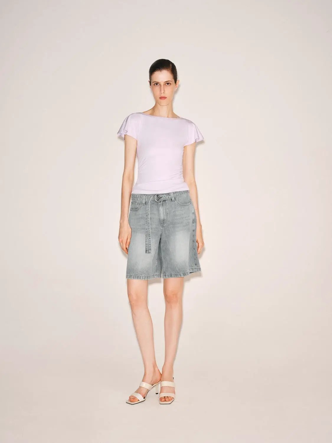Ruffle Trim Modal Short Sleeve Tshirt