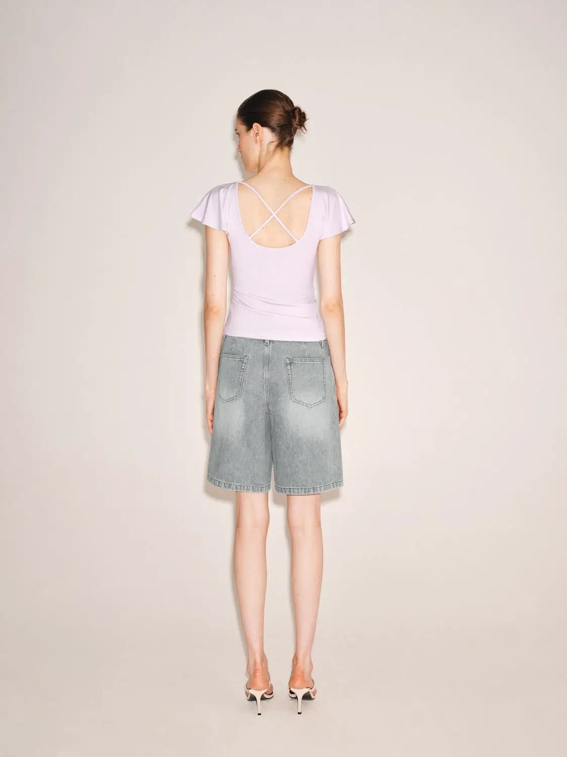 Ruffle Trim Modal Short Sleeve Tshirt