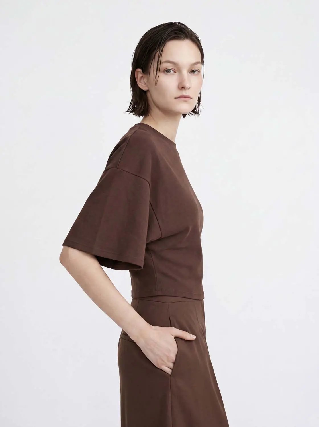 Solid Cotton Blend Round Neck T-shirt