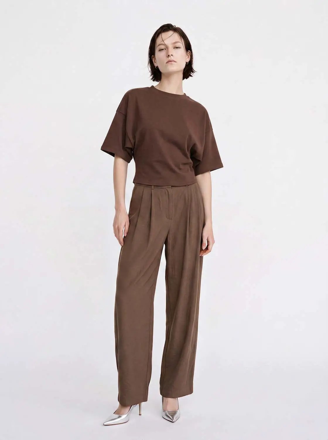 Solid Cotton Blend Round Neck T-shirt