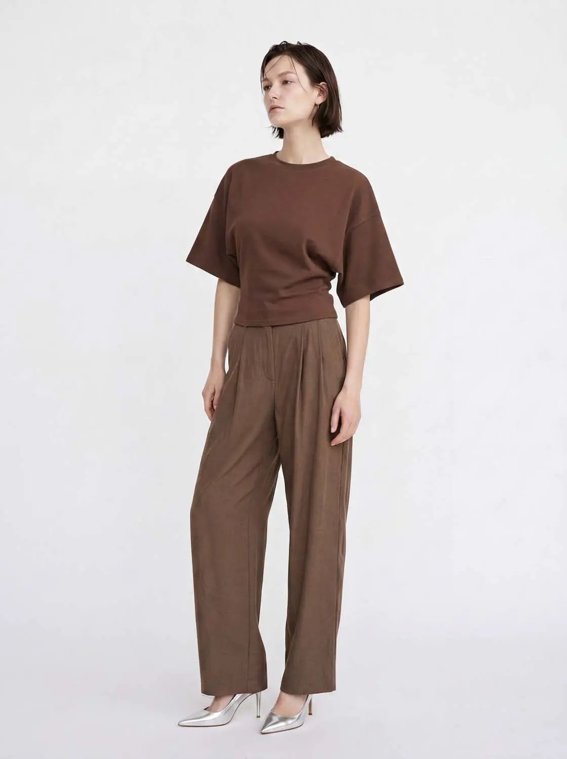 Solid Cotton Blend Round Neck T-shirt