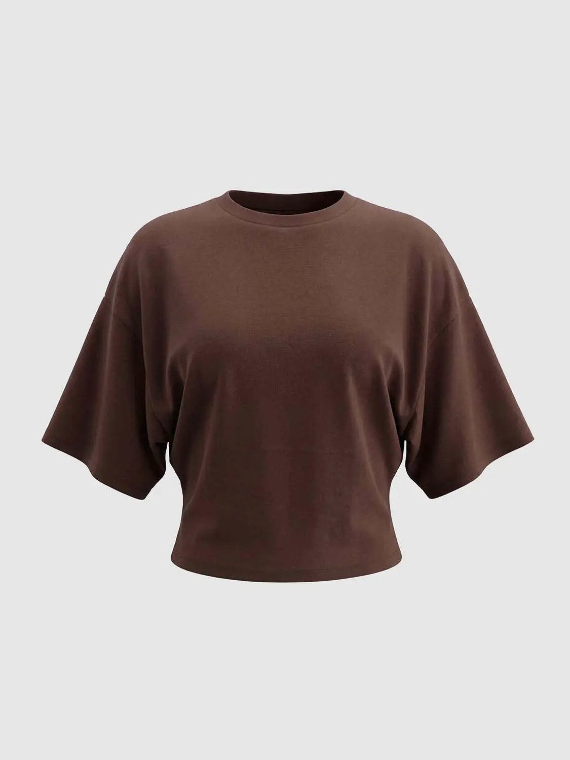 Solid Cotton Blend Round Neck T-shirt
